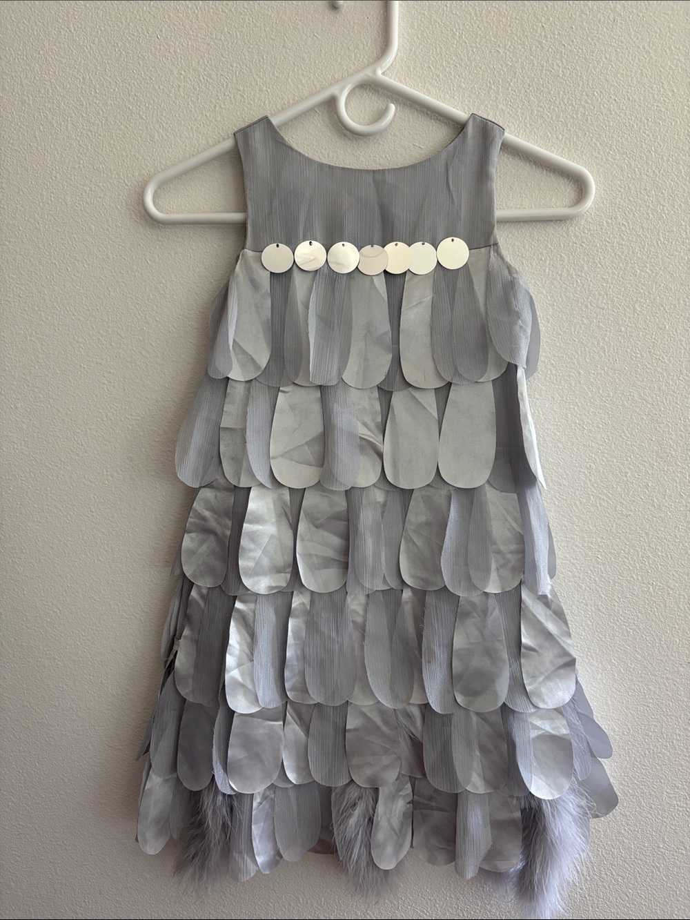 Silver Layered Sequin Tiered Dress